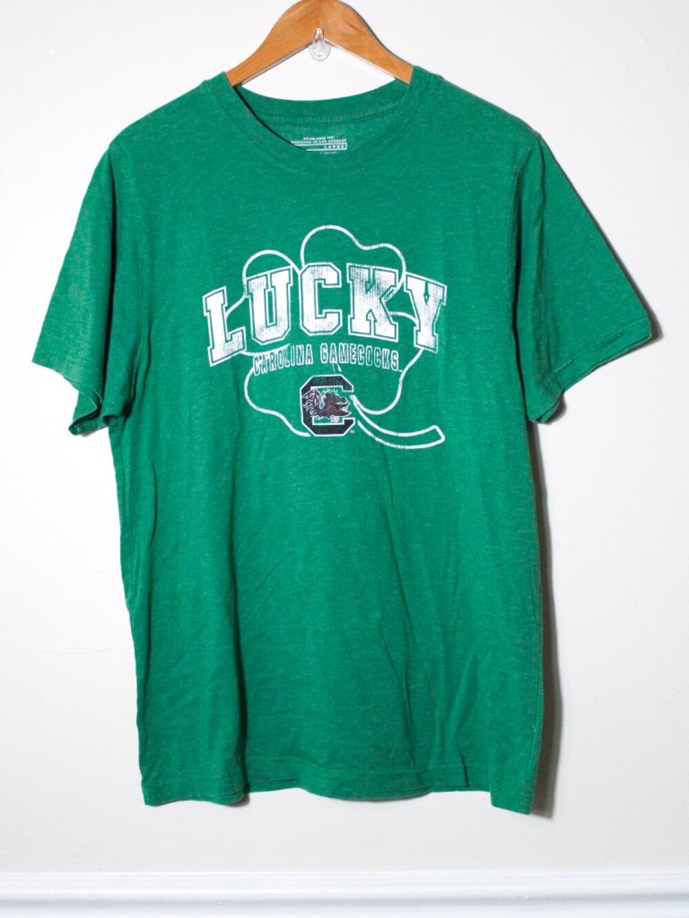 South Carolina Gamecocks Lucky Green Clover T-Shirt Size L